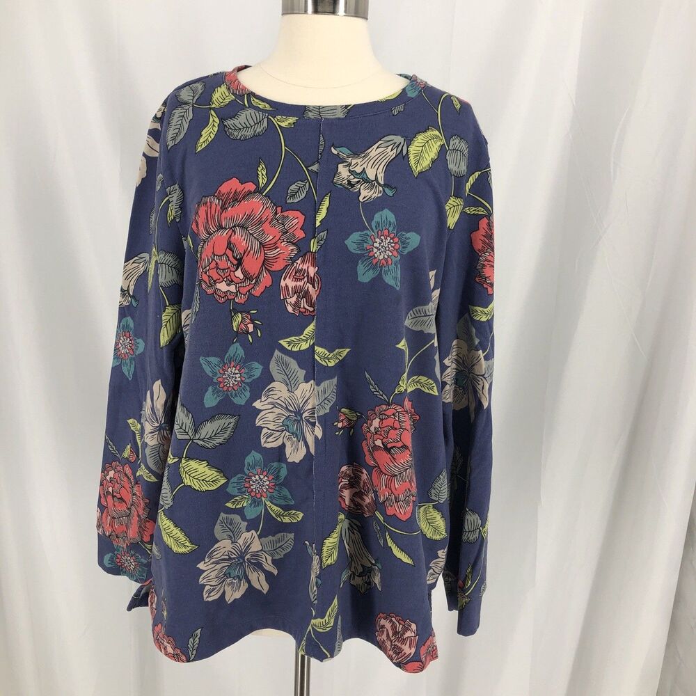 Coldwater Creek Women's Floral Sweatshirt XL Blue